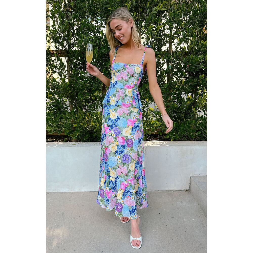 Show Me Your Mumu Paxton Peplum Dress in Flower Shop XS NWT